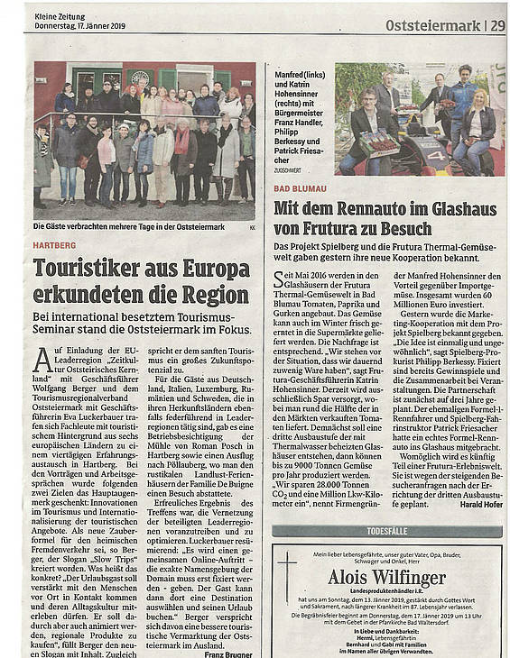 Screen newspaper of the Kick-Off-Event