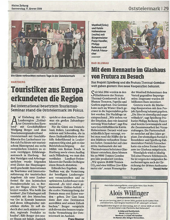 Ausschnitt aus der Zeitung vom Kick-Off-Event